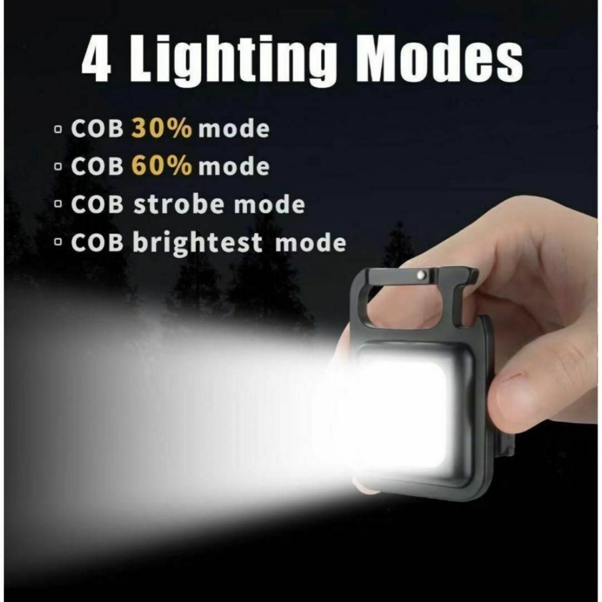 LED投光器　小型　ライト　4モード　カラビナ　USB充電式　2個セット　635