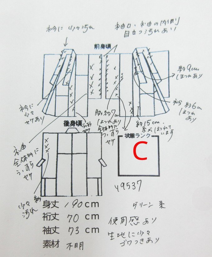 cherry★0000qi★訳アリ★ホットな春の衣装市/平安時代 衣裳/十二単/12単衣★緑系/コスプレ/平安装束 源氏物語 かぐや姫 お土産/中古品の画像8