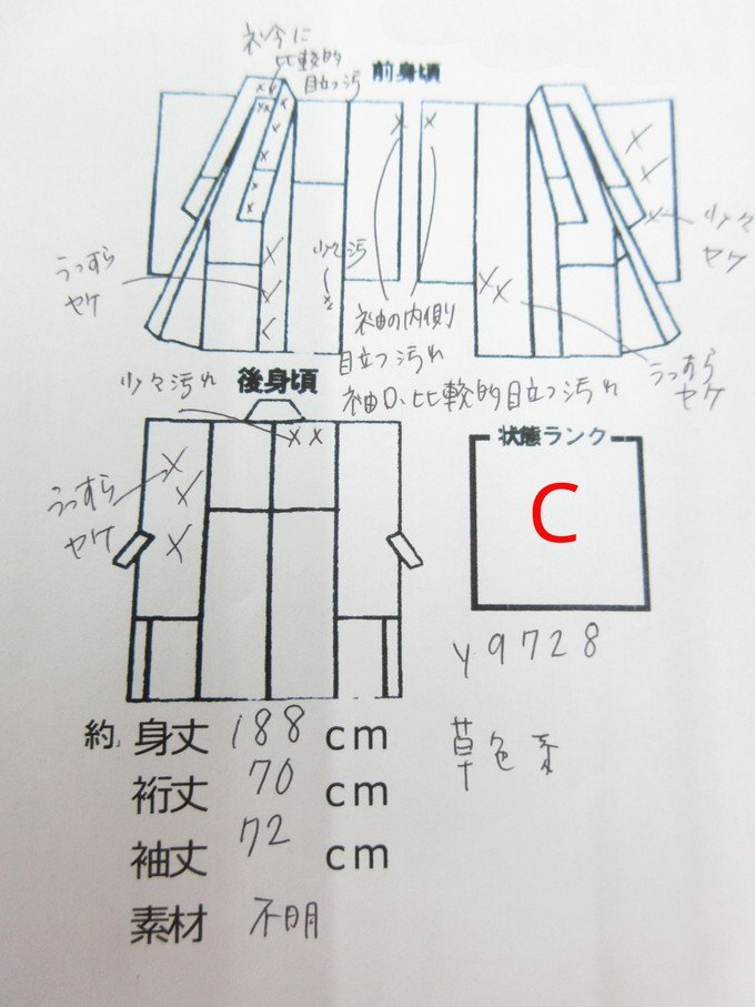 cherry★y9728qi★訳アリ★ホットな春の衣装市/平安時代 衣裳/十二単/12単衣★草色系/コスプレ/平安装束 源氏物語 かぐや姫 お土産/中古の画像9