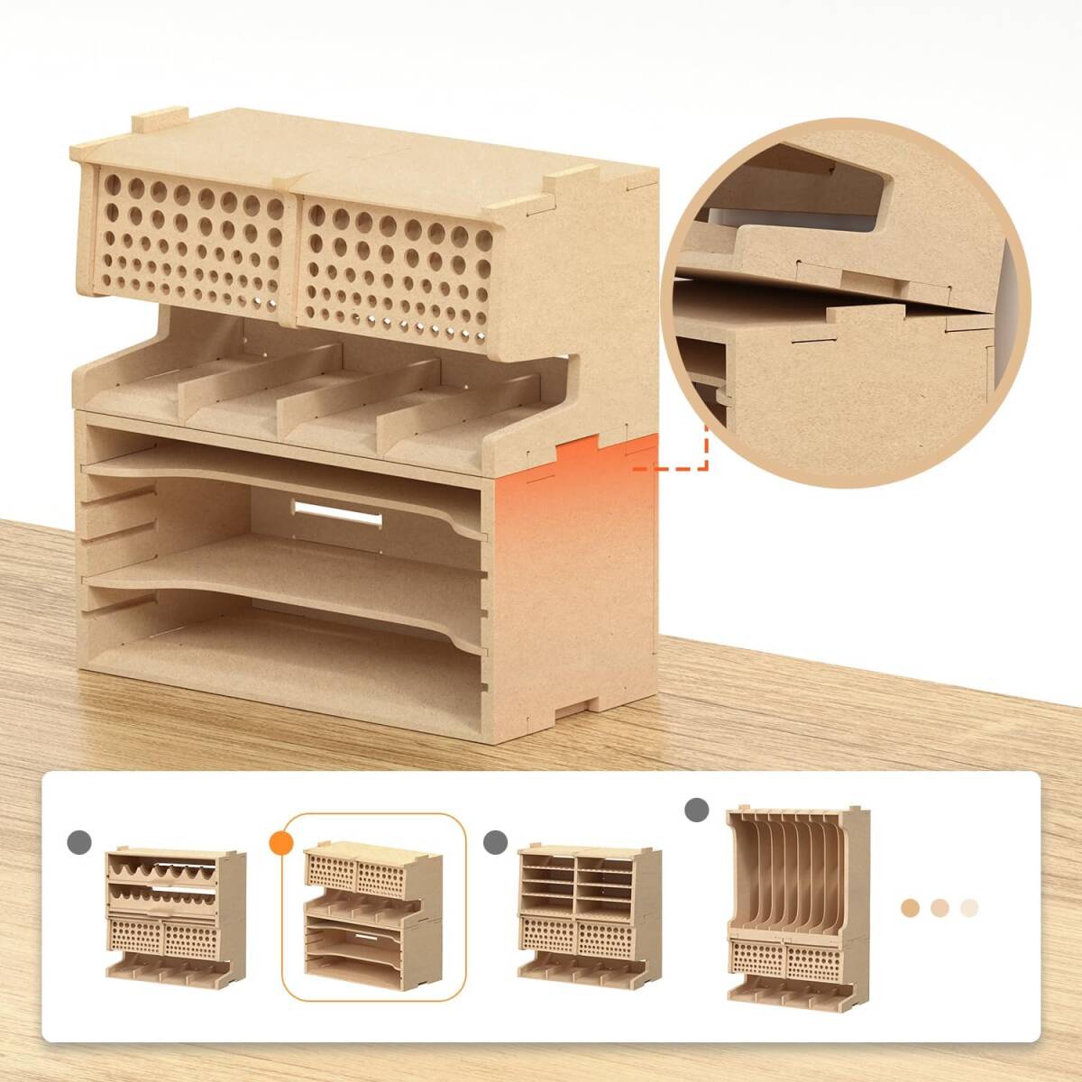 Bucasso ペイントラック 筆/ツールホルダー MDF素材 モデルツール収納ラック 工具/筆収納 工作用品置き場 プラモデル道_画像6