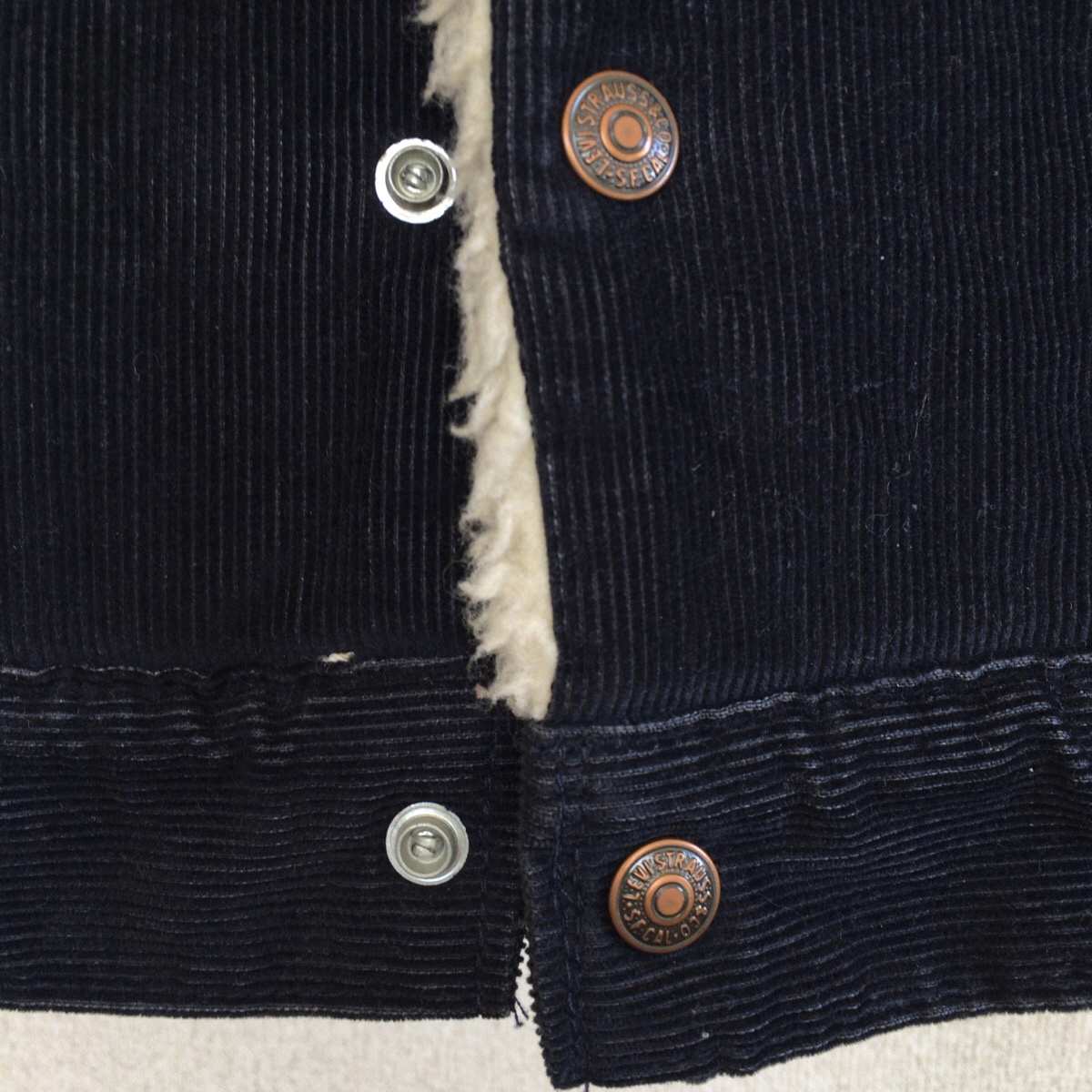 送料無料｜70's USA製 Levi's ボアコーデュロイ ジャケット サイズ36(実質34) ネイビー(紺)色 レア・美品 70年代ビンテージLevisリーバイス_画像5