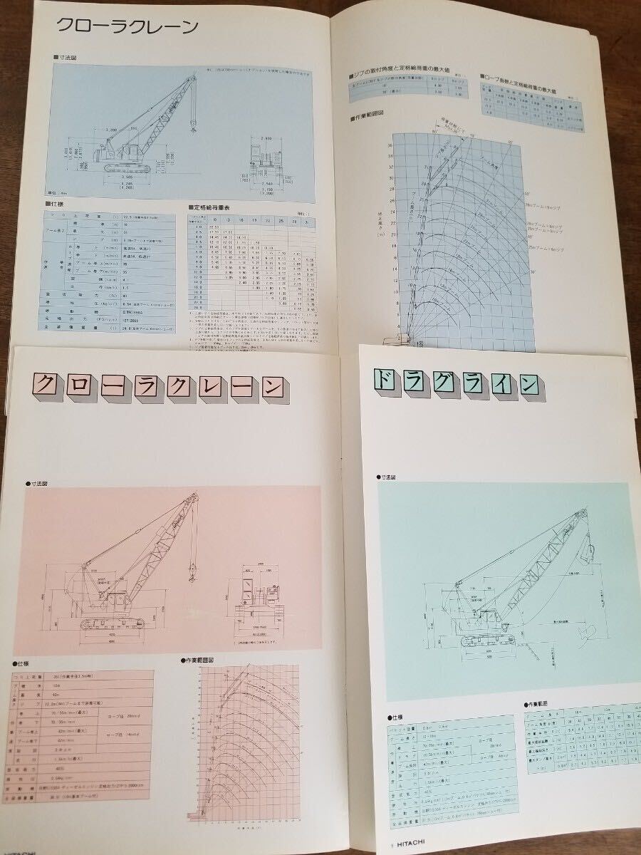 70s 日立 建機 KH70 KH100 KH125 油圧式 クローラ クレーン アース ドリル カタログ セット 新製品 当時物 重機 低騒音 工場 現場 作業 の画像7