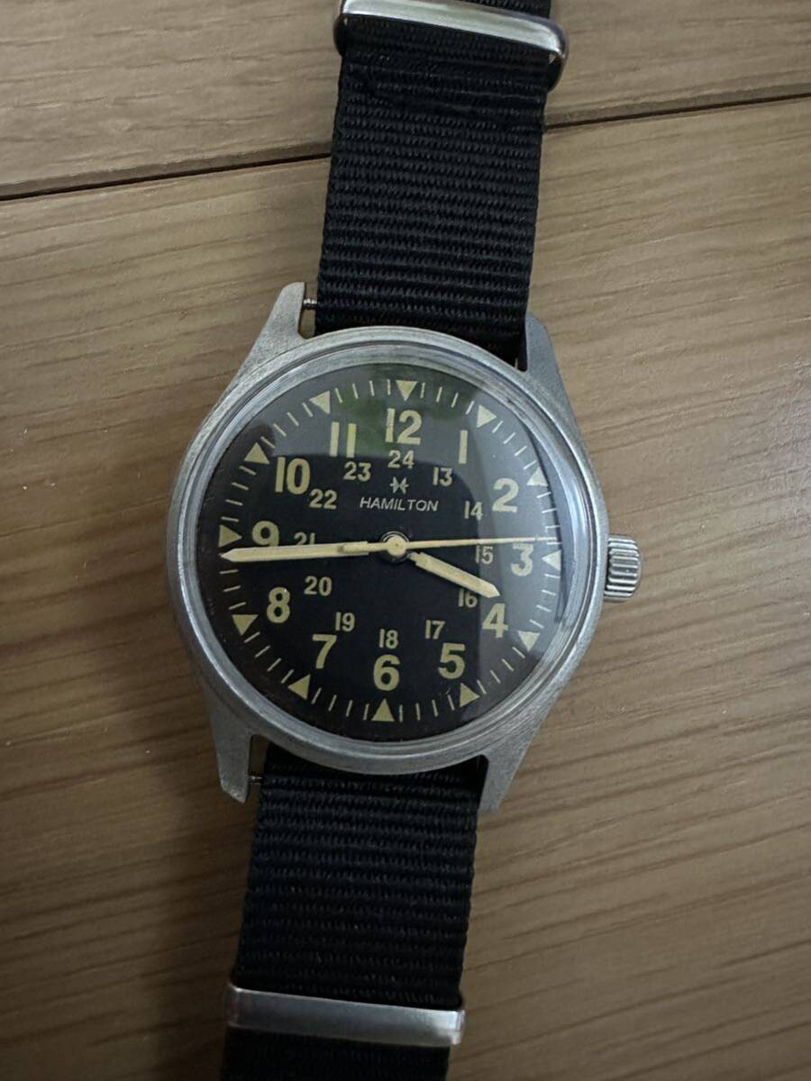 軍用時計 自動巻き式 ハミルトン アンティーク 腕時計 メンズ 機械式 アメリカ軍 ベトナム戦争 ミリタリーウォッチ カーキの画像1