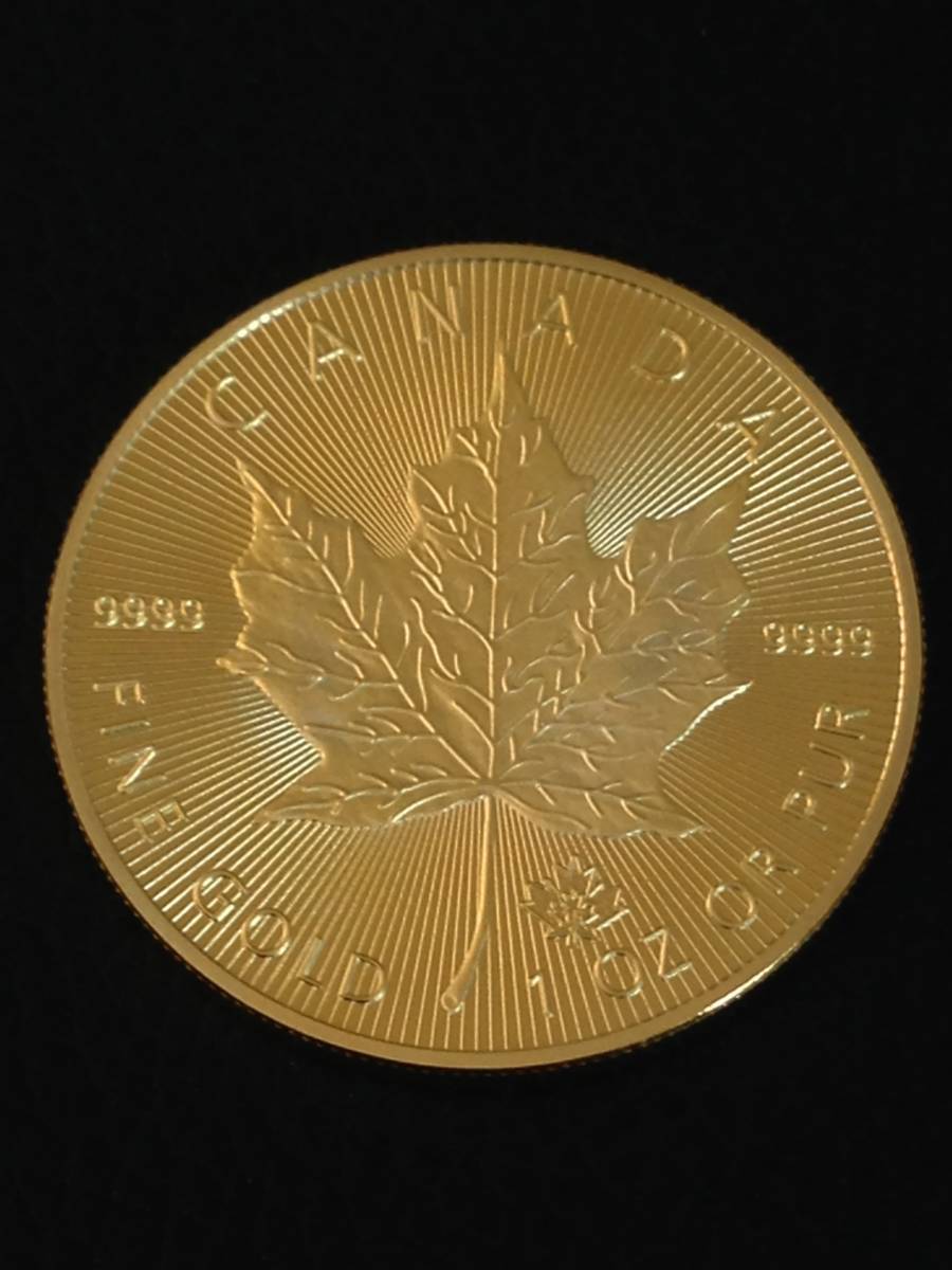 Z24-37)海外丸形記念金貨、コイン、メダル*2015年カナダ紅葉 モミジ*参考品1枚 ゴールドの画像1