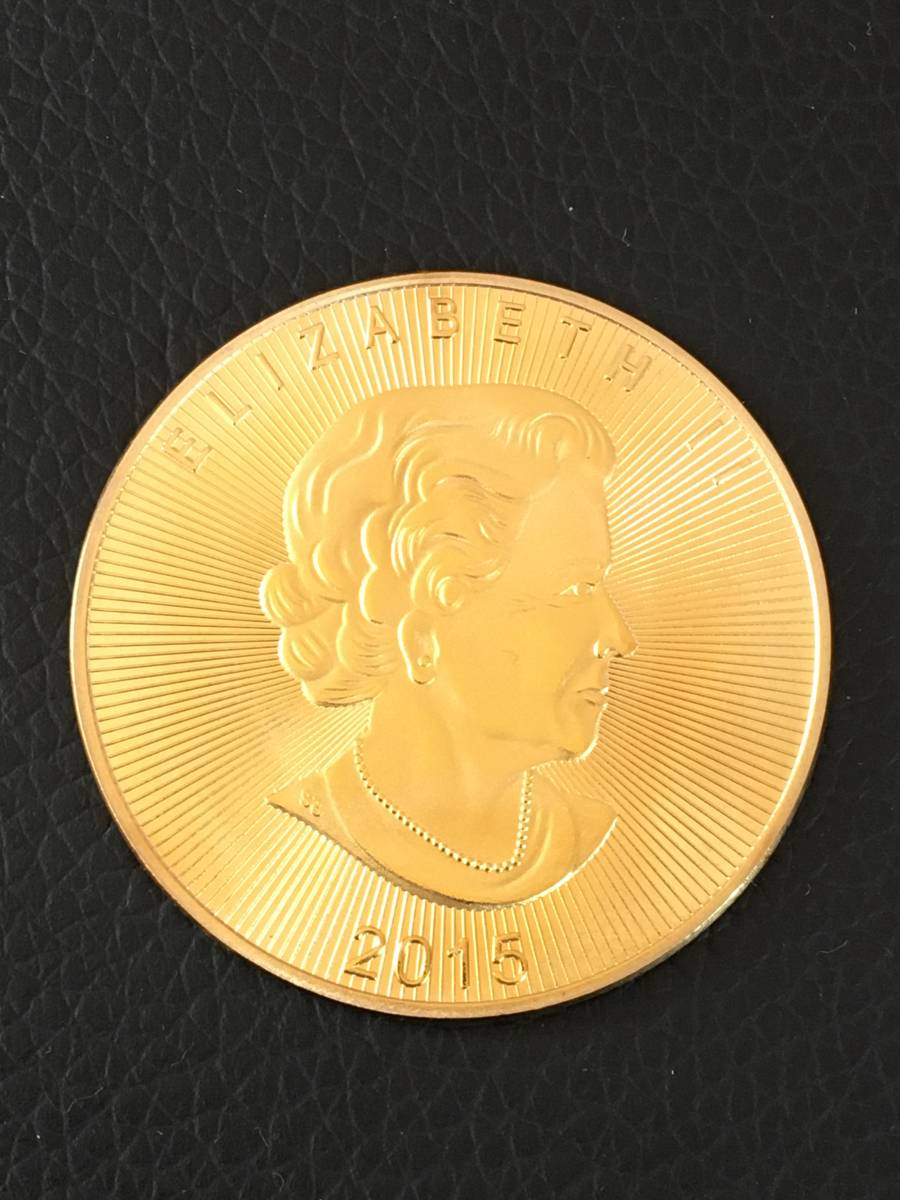 Z24-37)海外丸形記念金貨、コイン、メダル*2015年カナダ紅葉 モミジ*参考品1枚 ゴールドの画像2