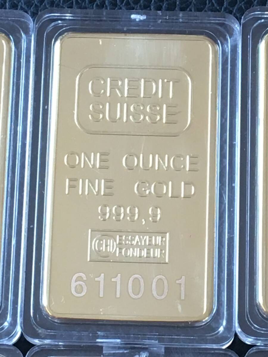 Z163)スイス・CREDITSUISSE1オンス・1oz記念金貨コイン・インゴット金貨バー6枚No.610885等 磁石に付かないの画像3