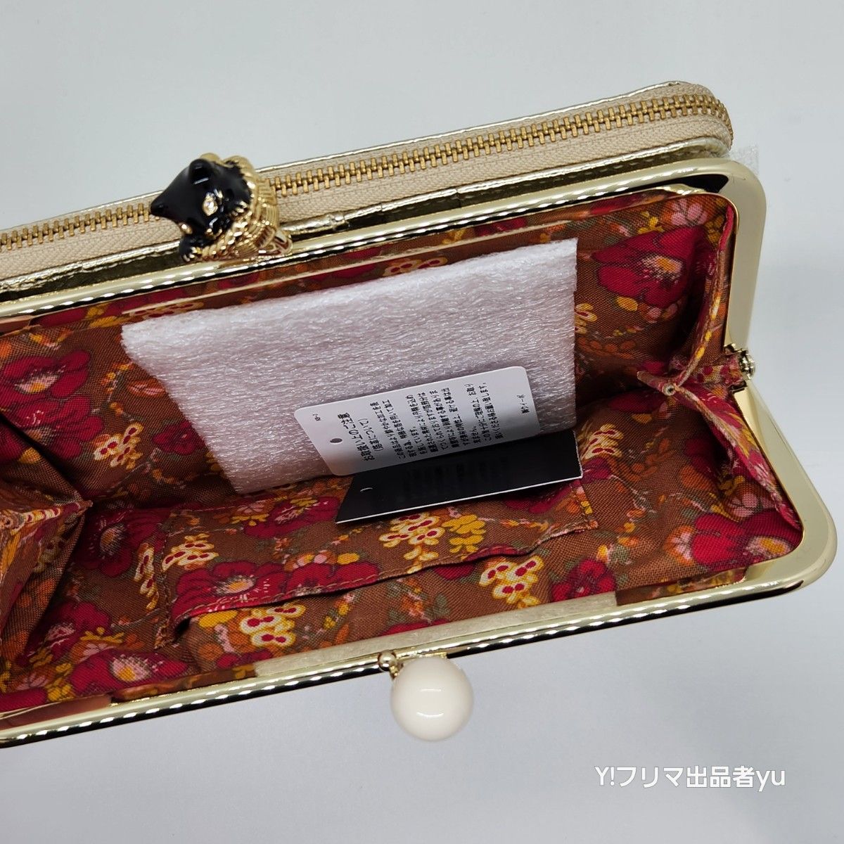 新品  ANNA SUI インザバスケット ガマ口 長財布 ゴールド 金色 ネコ 猫 未使用 アナスイ