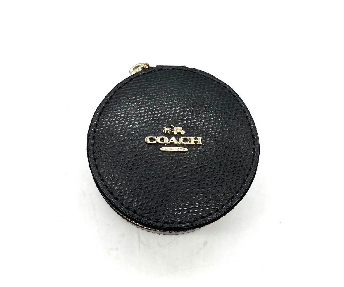 ●美品 COACH レザーブラック アクセサリーポーチ ジュエリーケース ジュエリーボックス アクセサリーボックス_画像1