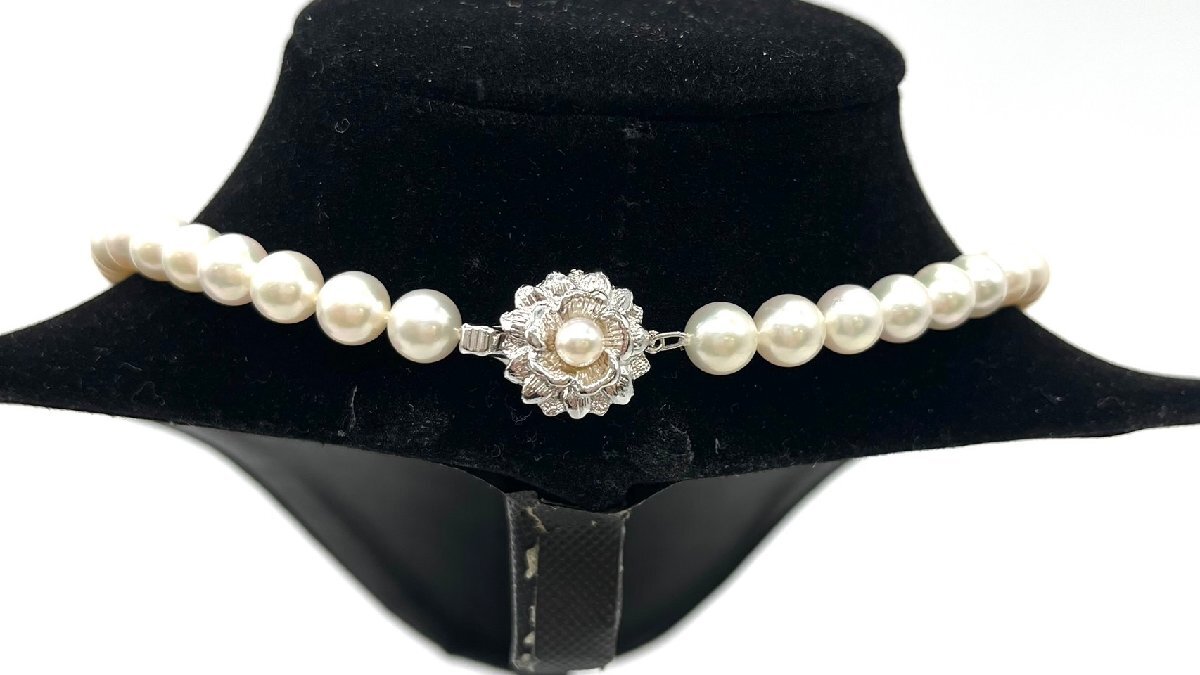 ●極美品 西武購入 パールネックレス シルバー刻印 パールイヤリング K14WG 刻印 本真珠 レディースの画像3