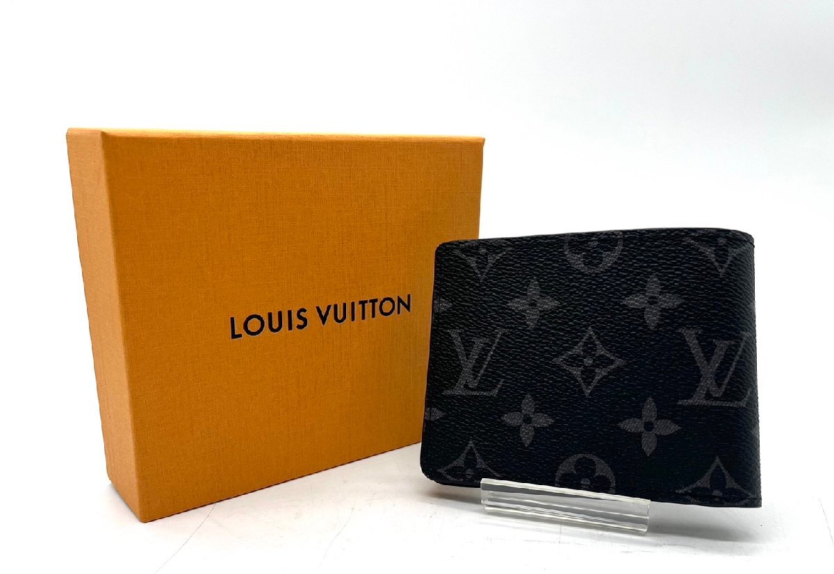 ●極美品 真贋OK LOUIS VUITTON ルイヴィトン エクリプス メンズ モノグラム ICチップ 箱あり 財布_画像1