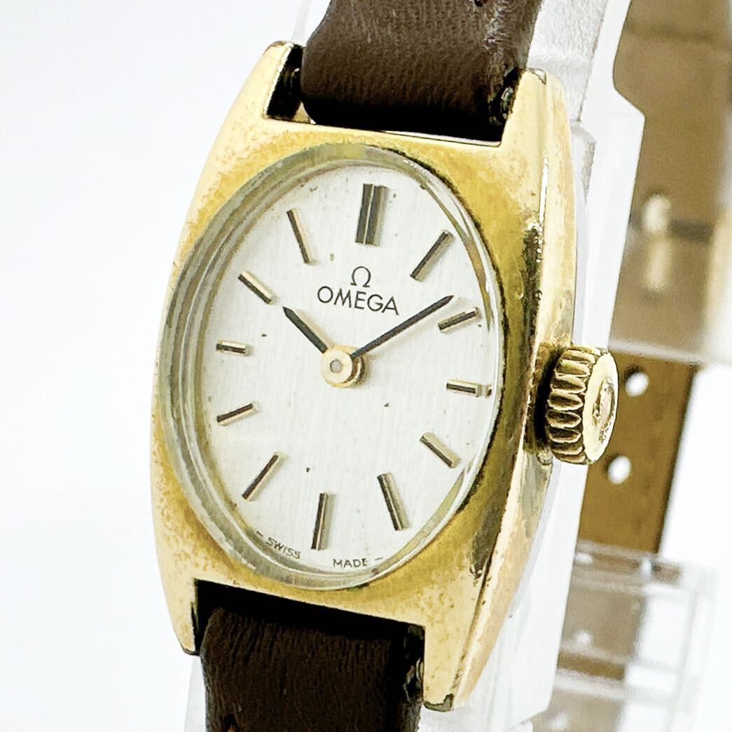 03223 オメガ OMEGA 稼働品 レディース 腕時計 手巻き ゴールドカラー アンティーク ヴィンテージの画像1