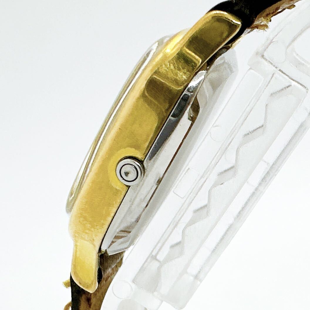 03277 オメガ OMEGA デビル DE VILLE レディース 腕時計 クォーツ 電池式 QZ ゴールドカラー 革ベルト プッシュリューズ