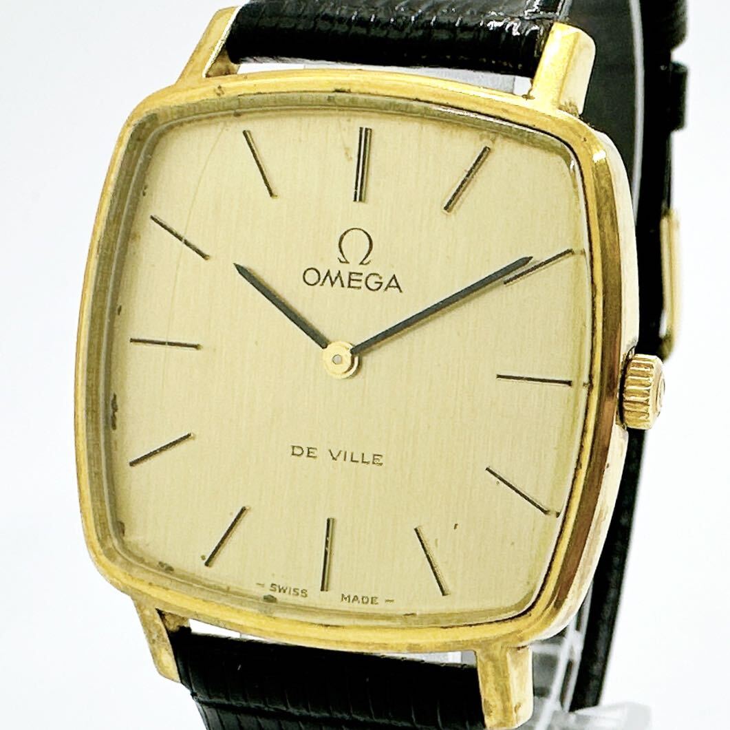 03272 オメガ OMEGA 稼働品 デビル DE VILLE メンズ 腕時計 スクエア 手巻き ゴールドカラー アンティーク ヴィンテージ_画像1