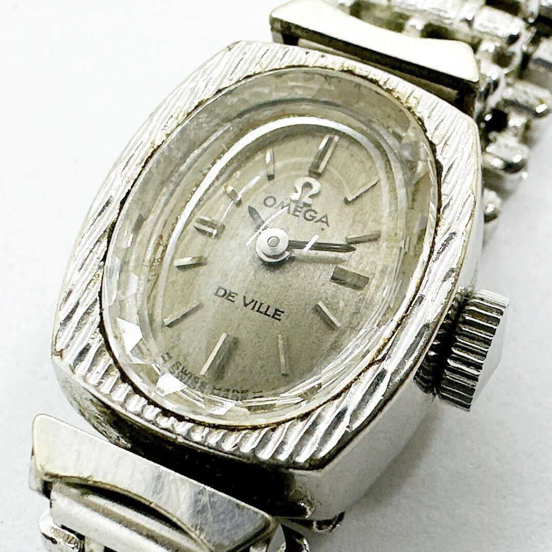 03273 オメガ OMEGA 稼働品 デビル DE VILLE カットガラス レディース 腕時計 手巻き シルバーカラー アンティーク ヴィンテージ_画像2