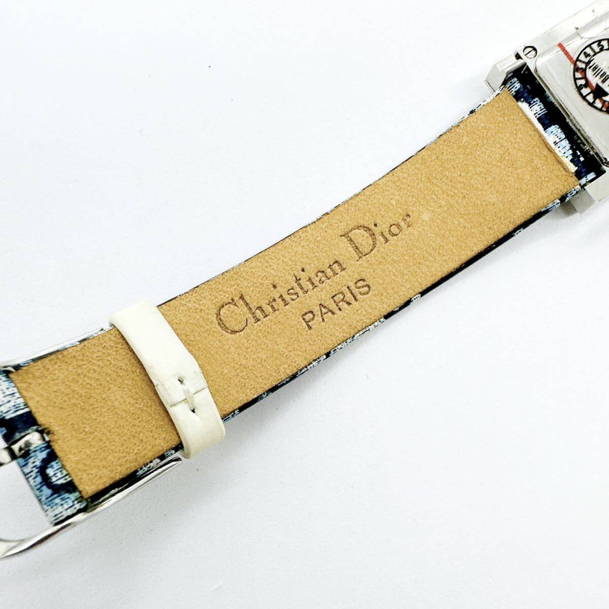 03080 ディオール Christian Dior D78-109 マリス レディース 腕時計 クォーツ 電池式 QZ スクエア シェル文字盤 箱 保証書 トロッター_画像6