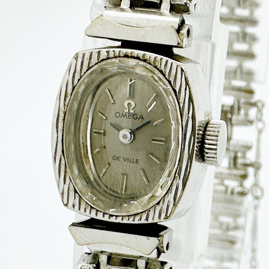 03273 オメガ OMEGA 稼働品 デビル DE VILLE カットガラス レディース 腕時計 手巻き シルバーカラー アンティーク ヴィンテージ_画像1