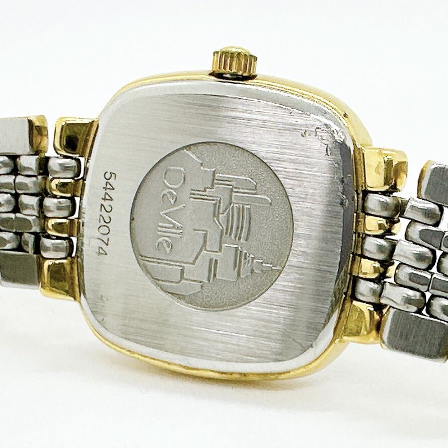 0331b オメガ OMEGA デビル DE VILLE レディース 腕時計 クォーツ 電池式 QZ スクエア コンビの画像6