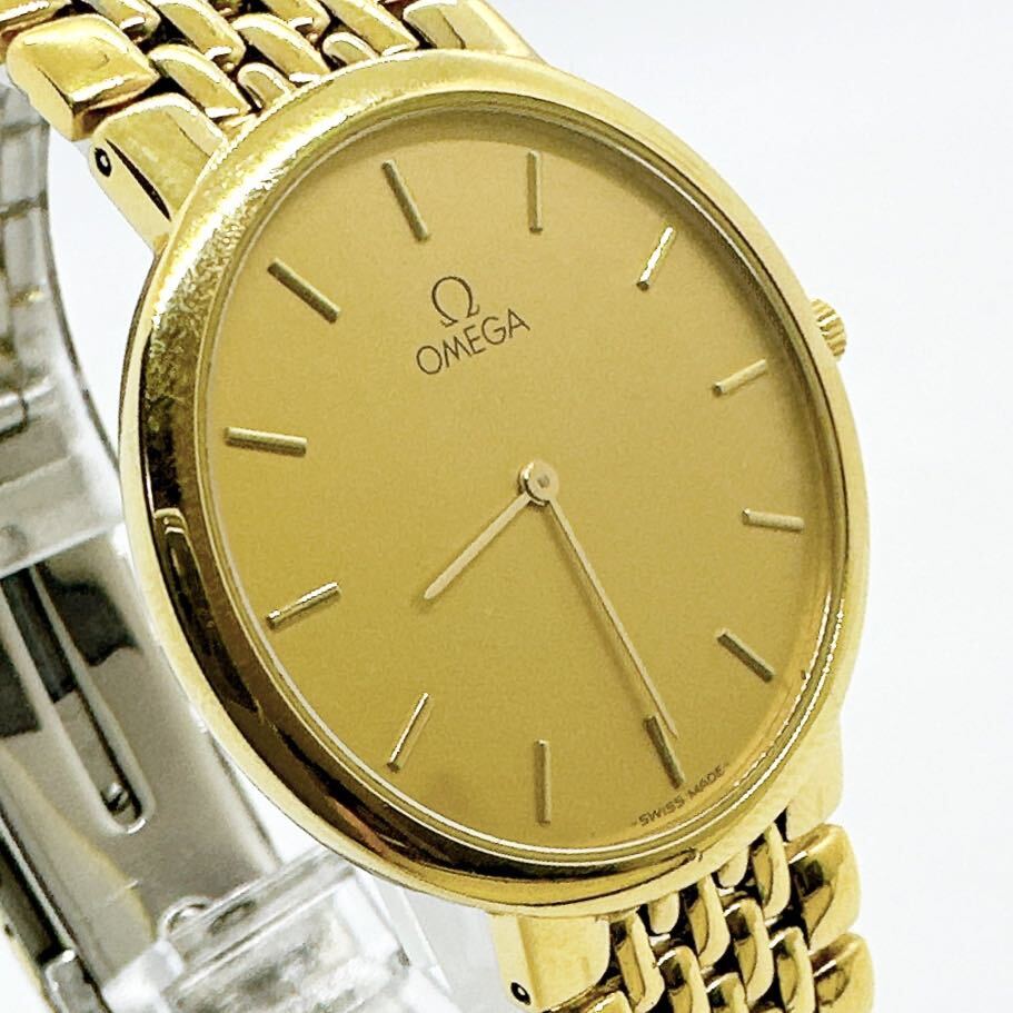 03241 オメガ OMEGA デビル DE VILLE メンズ 腕時計 クォーツ 電池式 QZ ゴールドカラー 保証書 コマの画像3