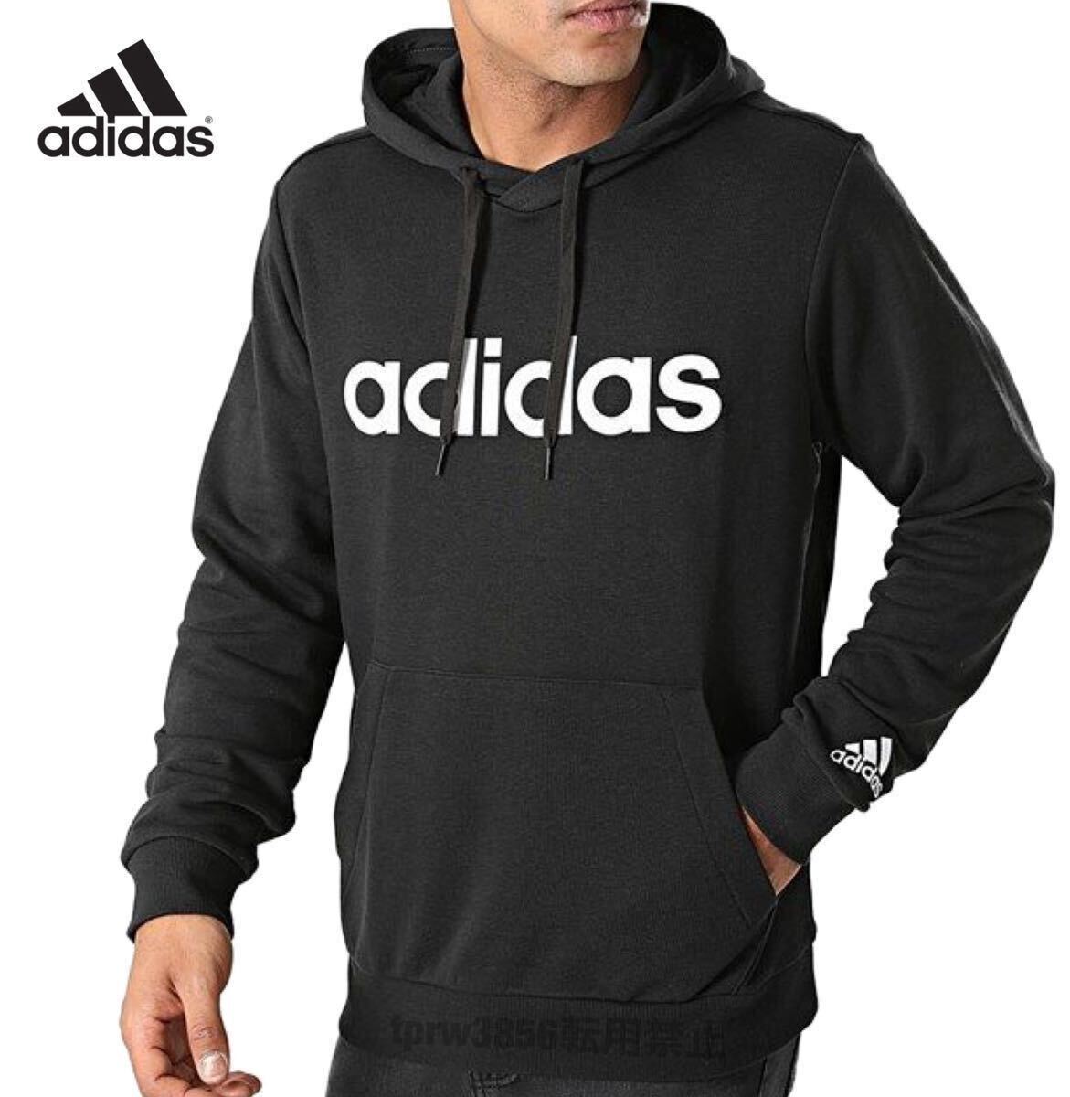 ★送料230円 アディダス【2XL】ロゴ パーカー 定価6039円 adidas 新品 カジュアル スポーツ フーディー 運動 ジャージ XO 9064 長袖 黒_画像1