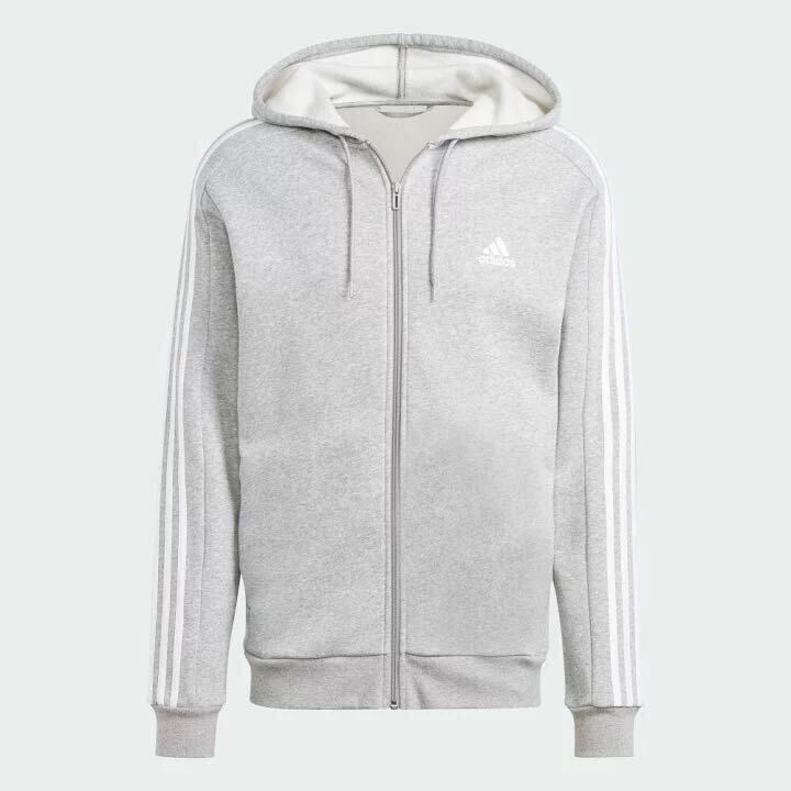 ★送料520円 adidas フルジップ パーカー【2XL】定価7150円 新品 カジュアル スポーツ フーディー 長袖 グレー アディダス 6479 ジャージ_画像6