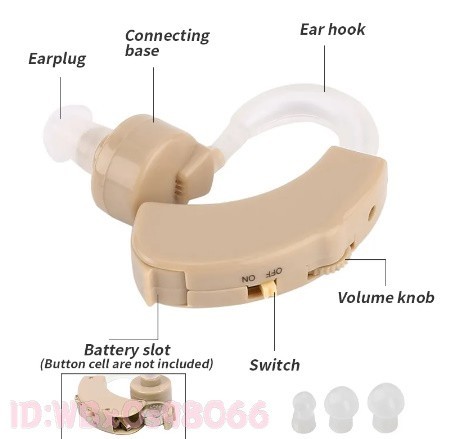 Af1099: 補聴器 耳 調整可能 高齢者 集音器 ほちょうき イヤホン 片耳 電池式 安い おすすめ 使いやすい 耳掛け式 新品 ベージュ 耳かけ型の画像5