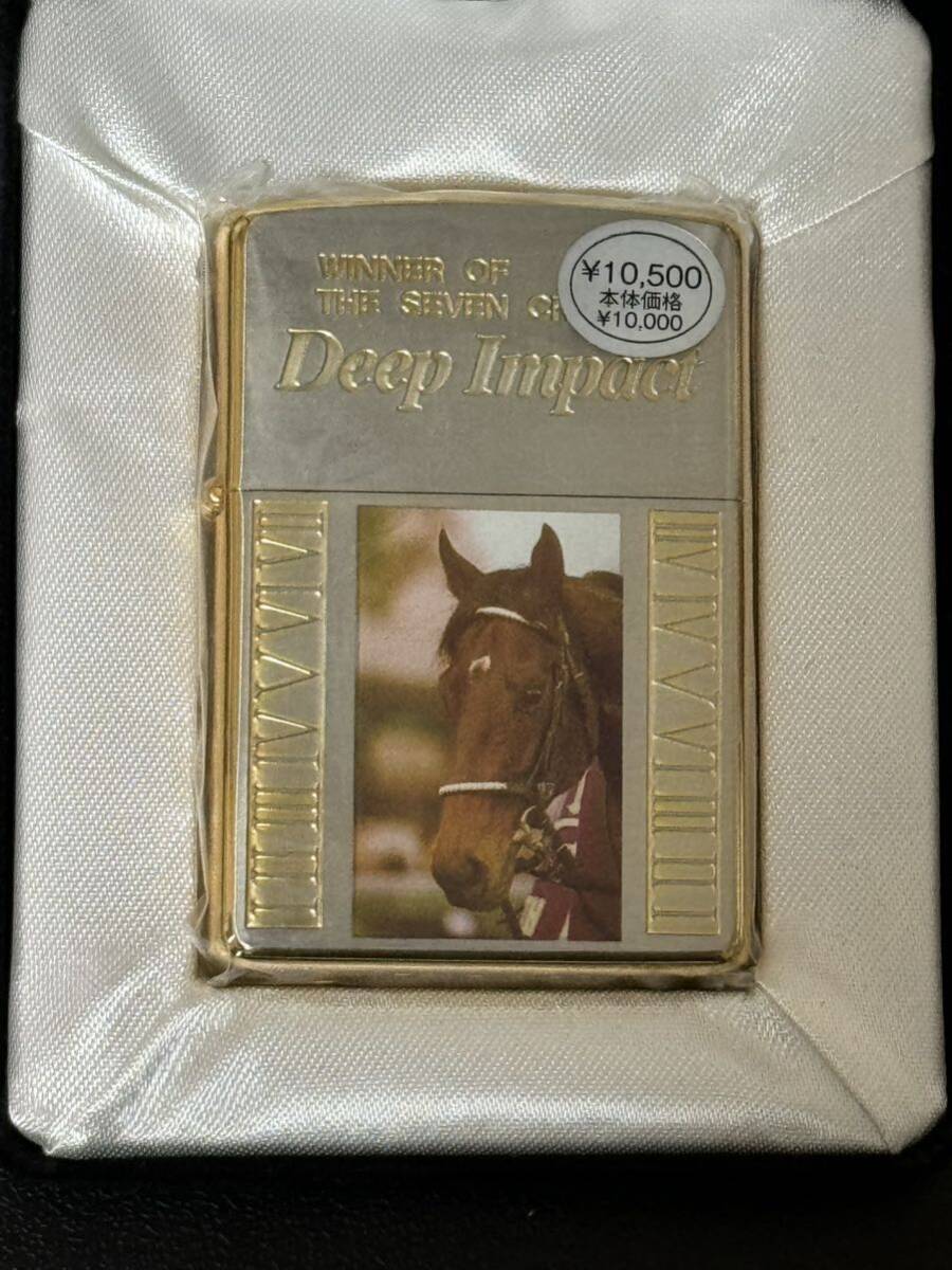 zippo ディープインパクト 七冠達成記念 限定品 DEEP IMPACT 2006年製 競馬 両面デザイン 4面 ゴールド シリアルナンバー NO.4486_画像1