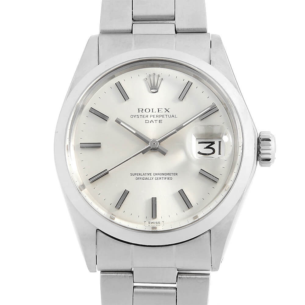ロレックス オイスターパーペチュアル デイト 1500 シルバー バー 25番 アンティーク メンズ 腕時計