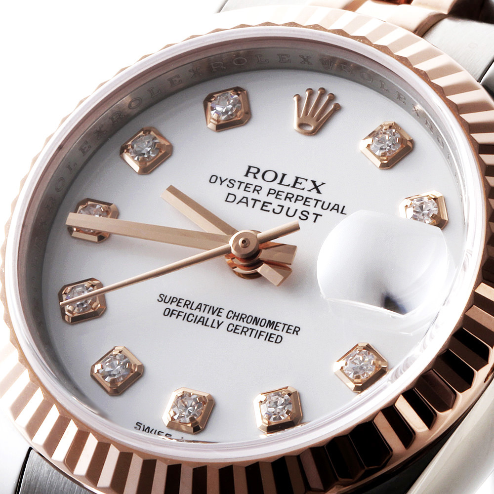 ロレックス デイトジャスト 10Pダイヤ 179171G ホワイト M番 中古 レディース 腕時計_画像6