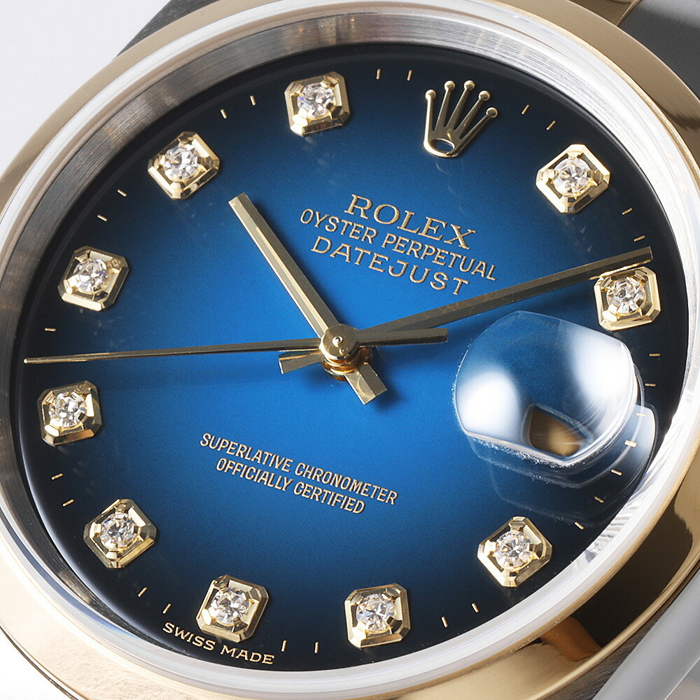 ロレックス デイトジャスト 16203G ブルー ブルーグラデーション Y番 中古 メンズ 腕時計_画像6