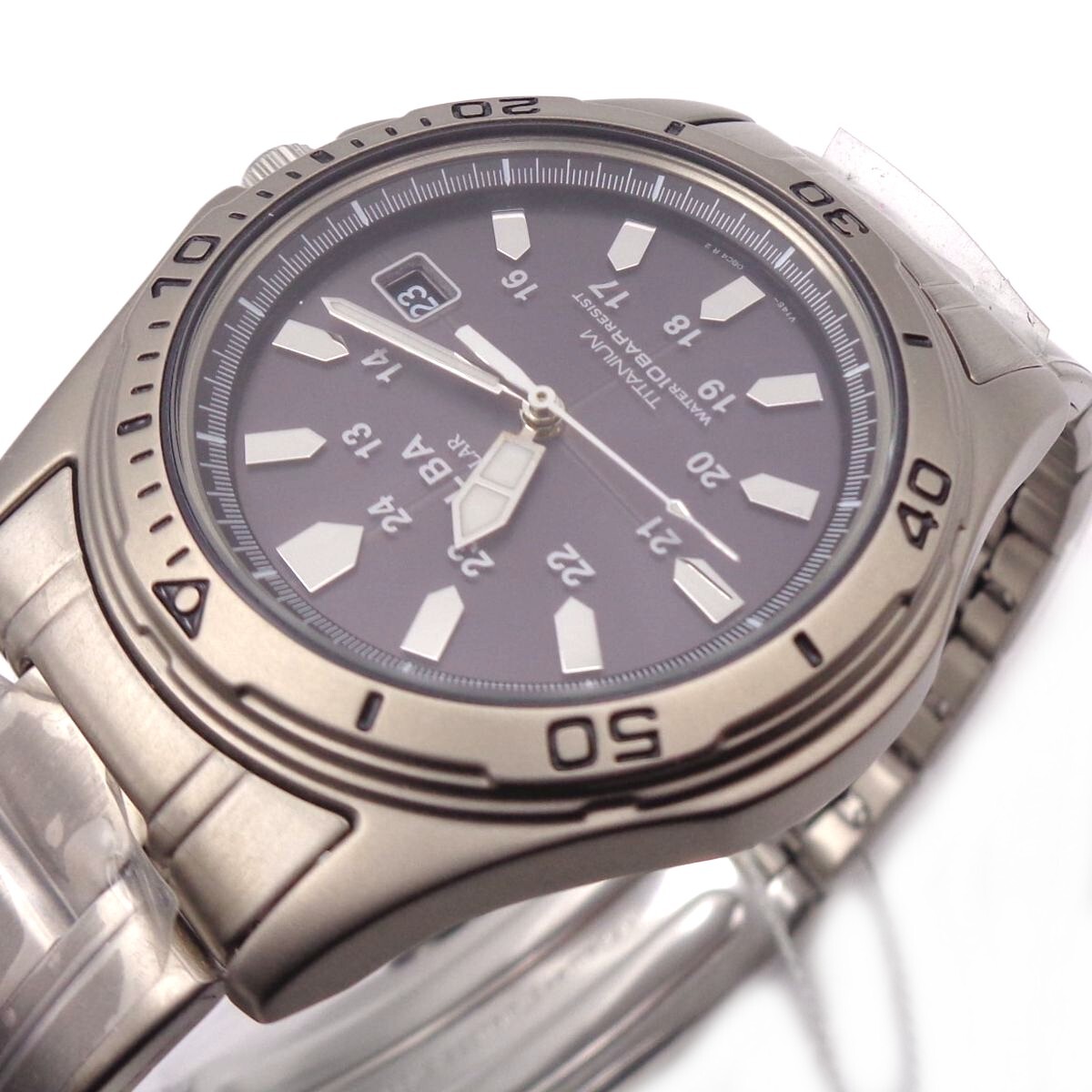 apf589*100 jpy start * dead stock goods [SEIKO/ Seiko ] Alba Epsilon men's solar wristwatch titanium V145-0AP0#51B28