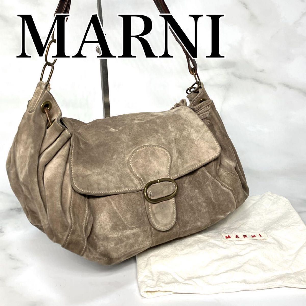 MARNI マルニ　ショルダーバッグ　肩掛け　ブラウン　レザー　スエード