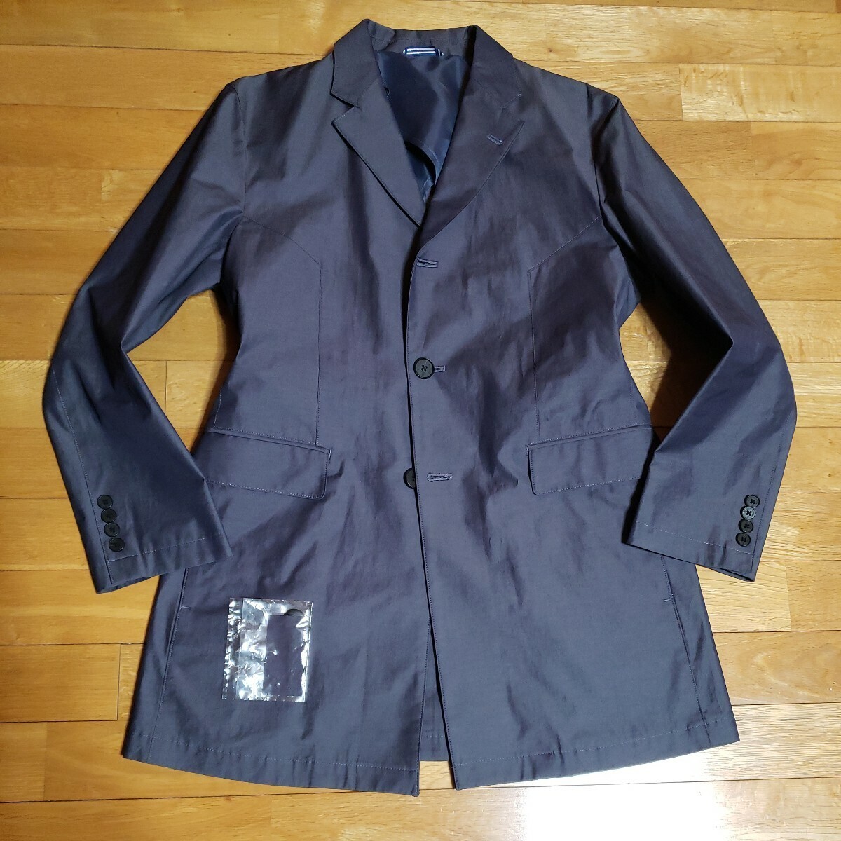 春先に映える逸品★【ランバン/LANVIN en Bleu】厳選高級『上質ソラーロ デニム調コットン』ネイビー チェスターコート48(L位)_画像1