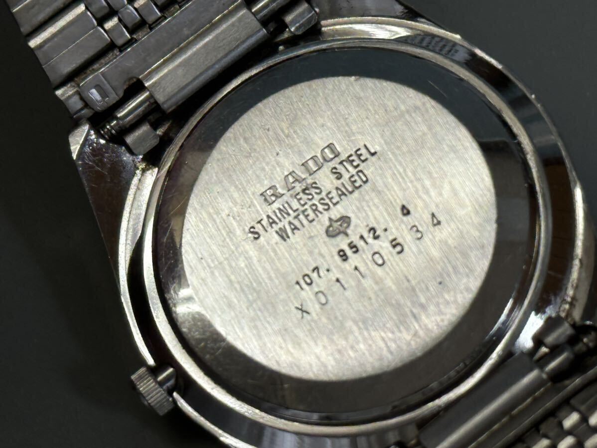 1円〜◆RADO ラドー QUARTZ クォーツ 107.9512.4 シルバーカラー メンズ腕時計 稼働品の画像9