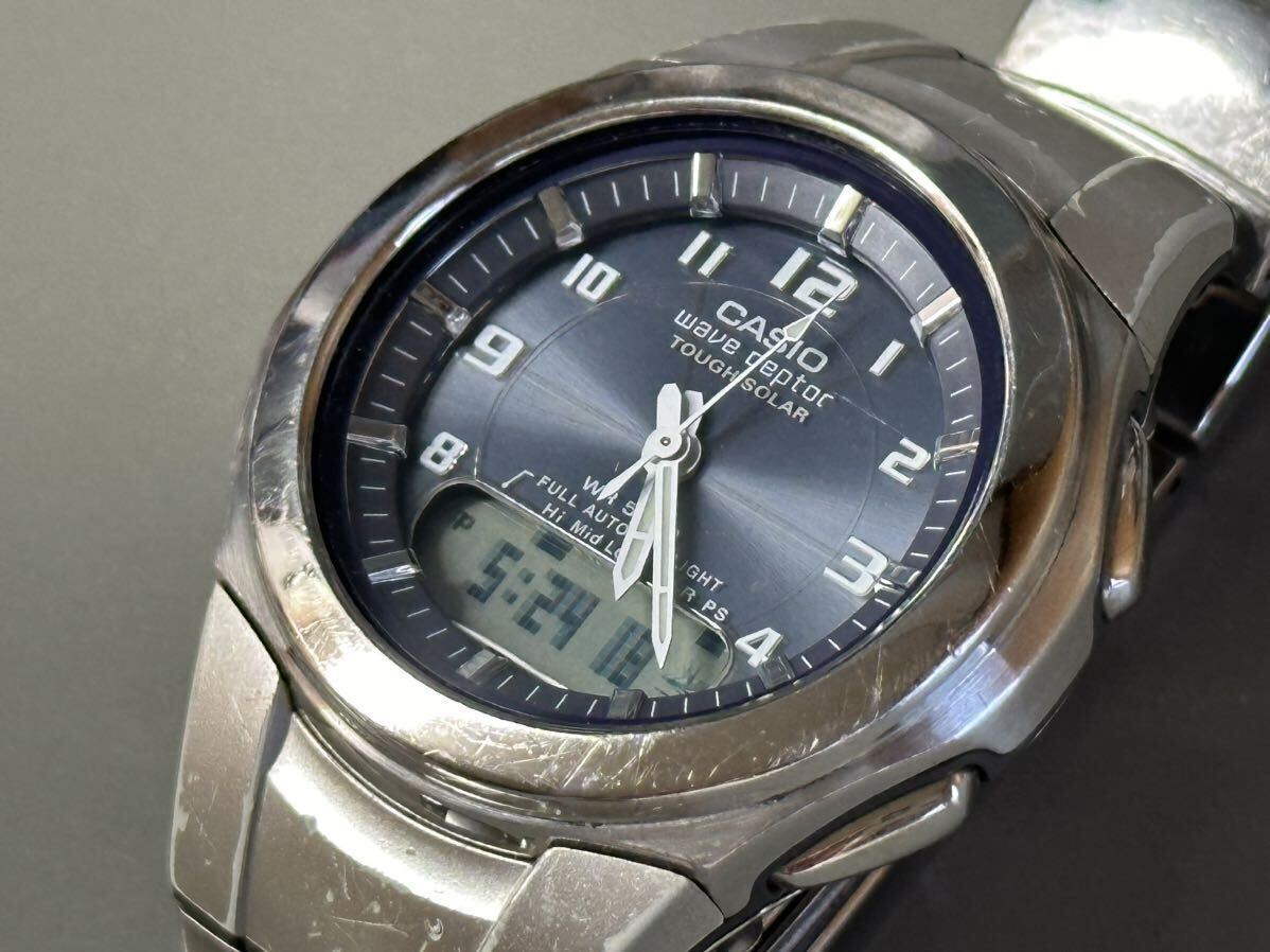 1円〜◆カシオ CASIO ウェーブセプター ソーラー電波時計 WVA-400J アナデジ メンズ腕時計 稼働品_画像9
