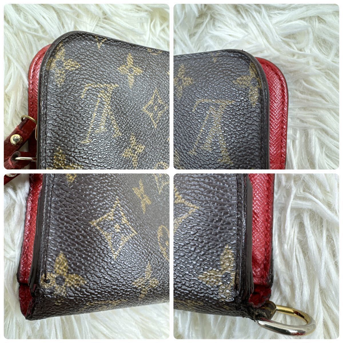 LOUIS VUITTON ルイヴィトン M60250 ポルト　フォイユ　アンソリット モノグラム ルージュ 赤 レッド レディース_画像4