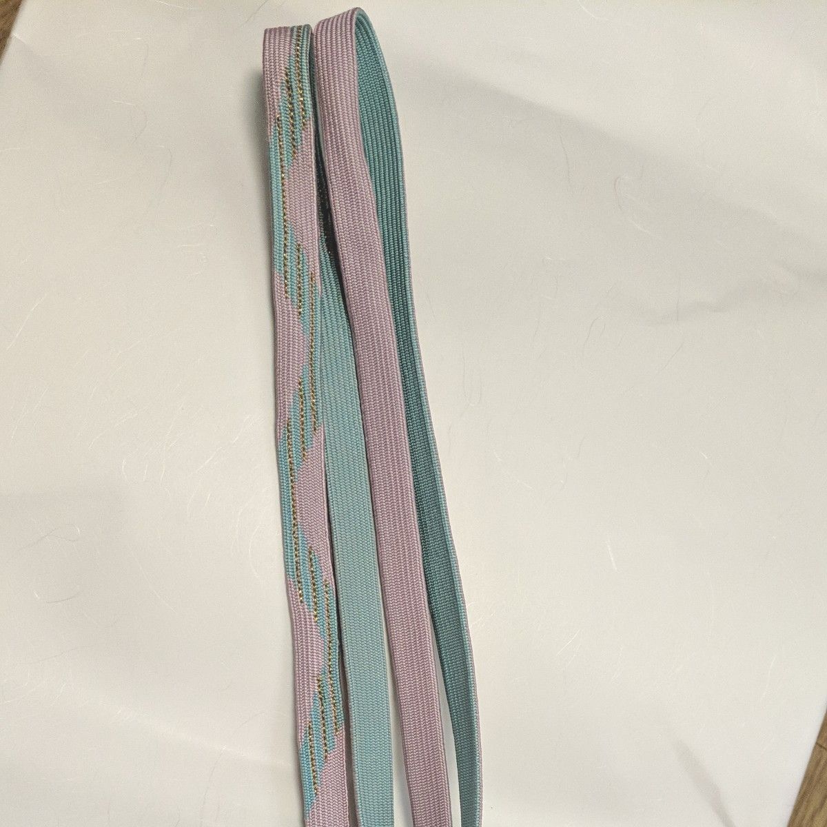 水色とピンクの帯紐　リバーシブル　金糸使用　