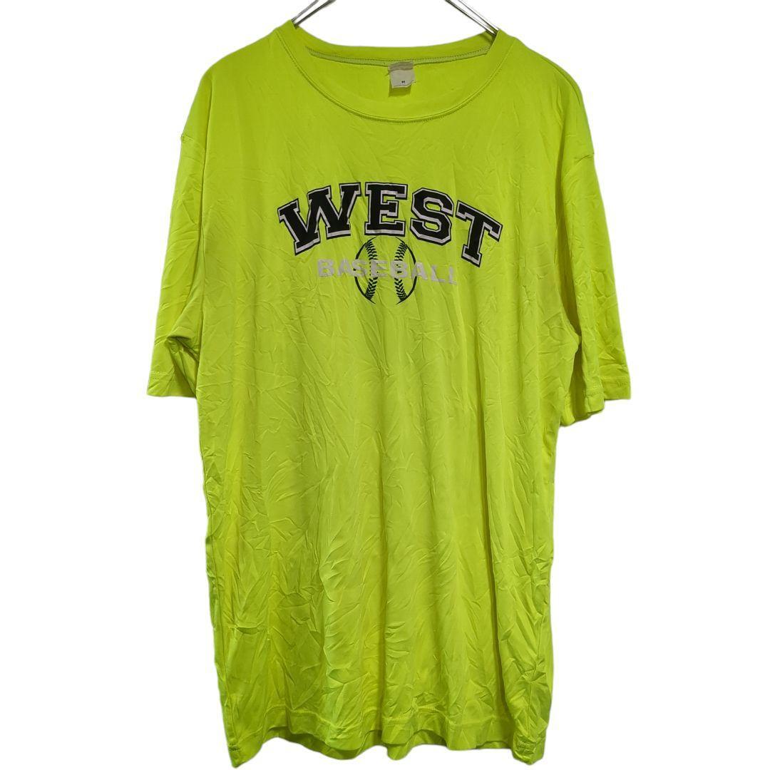 ベースボールゲームシャツ　スポーツウェア半袖Tシャツアメリカ古着黄メンズM　21