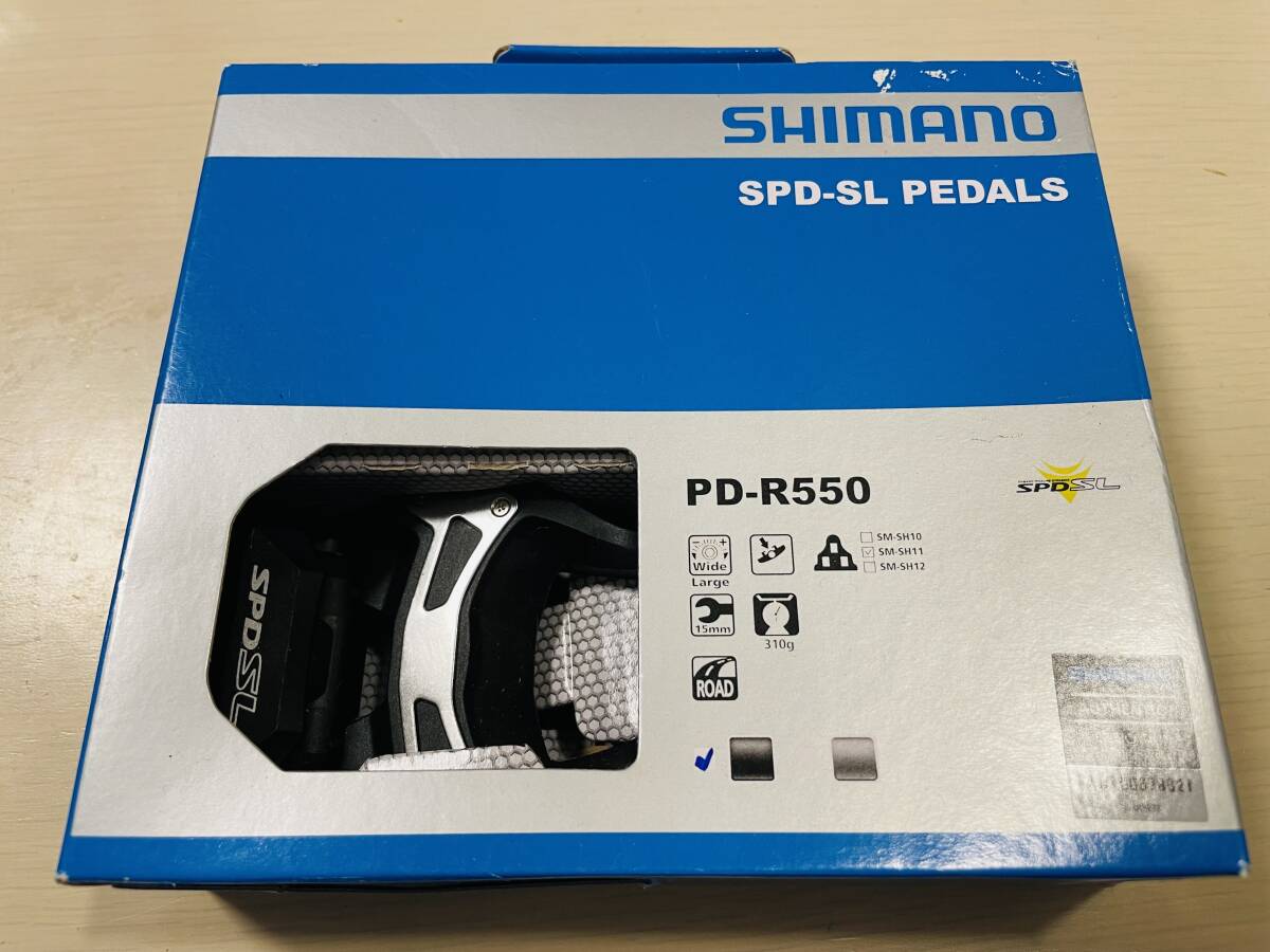 【新品】シマノ PD-R550 ビンディングペダル SPD-SL クリート付き ブラック_画像1