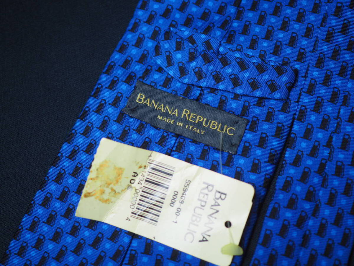 未使用品 【BANANA REPUBLIC バナナ リパブリック】A1849 ブルー系 ブラック ITALY イタリア製 SILK ブランド ネクタイ 古着 良品 バナリパ_画像3