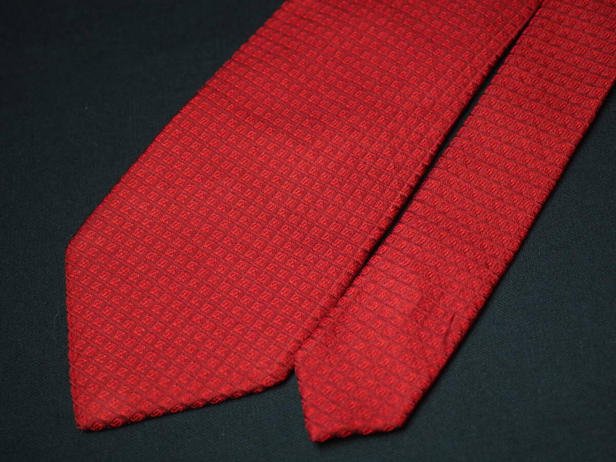 美品 【S.T.Dupont デュポン】A2000 Dロゴ 赤 RED SILK ブランド ネクタイ 古着 良品_画像5
