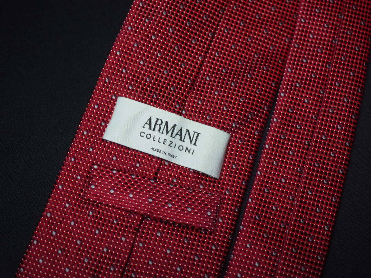 美品 【ARMANI COLLEZIONI アルマーニ コレッツォーニ】A2207 ワイン系 赤系 イタリア 伊製 SILK ブランド ネクタイ 古着 良品の画像3