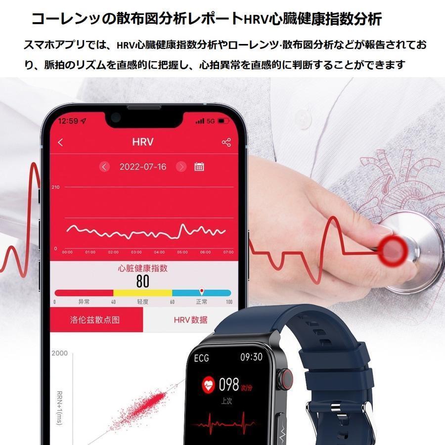 1円 血糖値測定 スマートウォッチ 血糖値 心電図機能 血圧 血中酸素 心拍 体温測定 日本製センサー 腕時計 歩数計 IP68 android iphone対応_画像6
