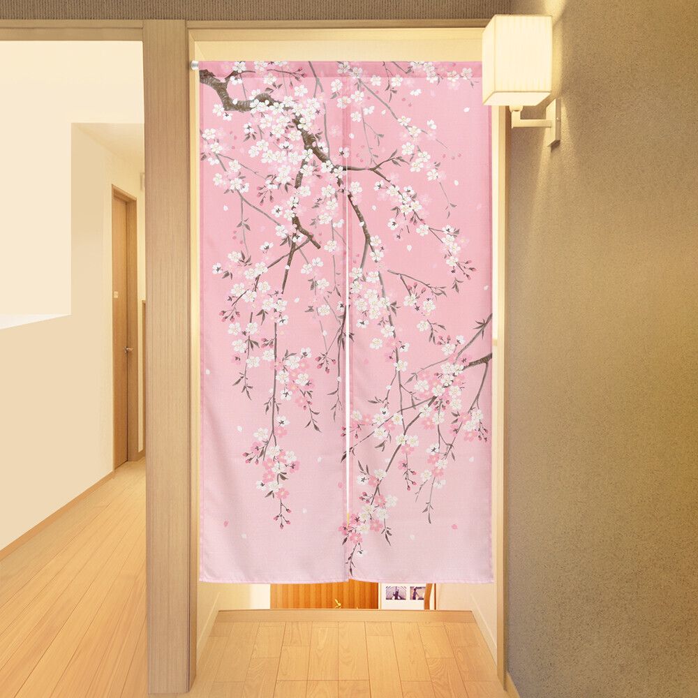 ●【送料無料】本縫い、のれん「 しだれ桜」和柄 和風●_画像7