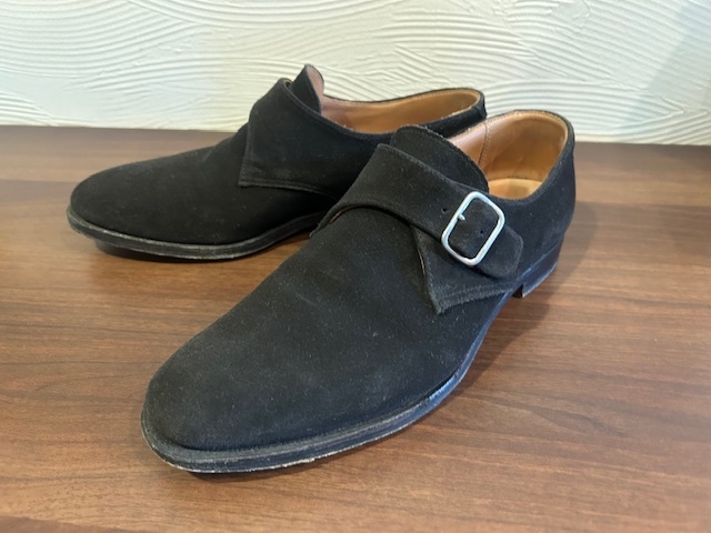 クロケット&ジョーンズ　CROCKETT&JONES　ビームス　シングルモンク　バックスキン　ブラック　5 1/2 中古　_画像1