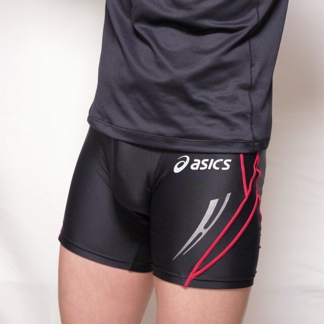 アシックス ASICS ランニング　ジョギング　陸上競技　タイツ　スパッツ メンズ 黒赤 Mサイズ 