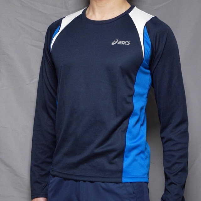 アシックス ASICS ランニング　ジョギング　陸上競技　長袖　シャツ メンズ 紺青系 Mサイズ 