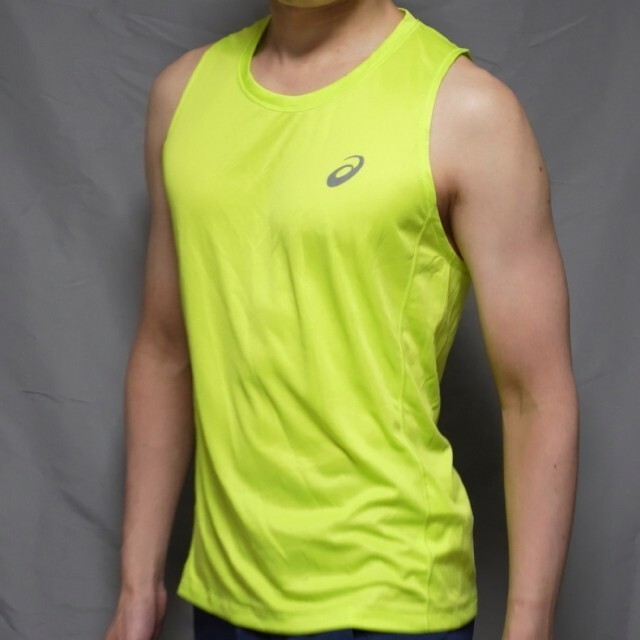 アシックス ASICS ランニング ジョギング 陸上競技 タンクトップ シャツ メンズ 蛍光黄 Lサイズ の画像6