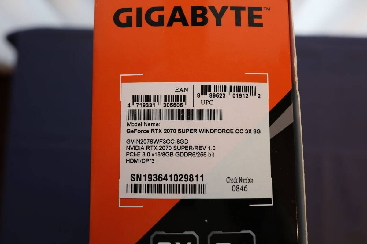 Gigabyte GeForce RTX2070Super Windforce OC 3x 8G(GV-N207SWF3OC-8GD) 中古の画像2