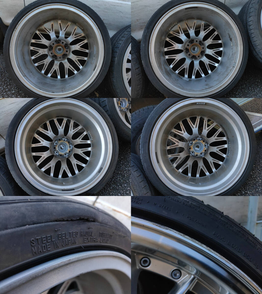 レクサスis GSE20外し マルチフォルケッタシルバー19x8J+38＆19x9J+40　5穴PCD114.3、225/35＆245/35タイヤ付4本セット【中古】_画像10