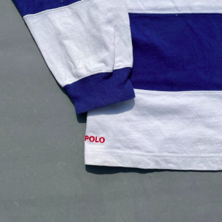 90s ポロ ラルフローレン ラガーシャツ ボーダー ポケット 太ピッチ ビンテージ VINTAGE RALPH LAUREN RRL 90年代 希少レア L_画像5